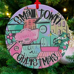 Small Town Christmas Ornament, Conway AR 2025 Holiday Decor, Cute Christmas Town Art, Unique Festive Gift, Seasonal Ornament