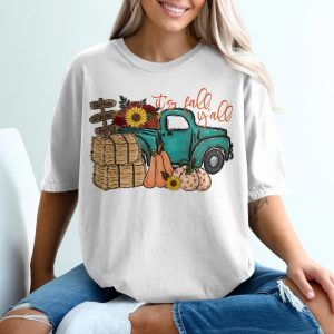 It's Fall Y'all T-Shirt, Autumn Truck Tee, Pumpkins Hayrides Bonfire Shirt, Sunflower Floral Design, Cute Thanksgiving Outfit, Fall Season