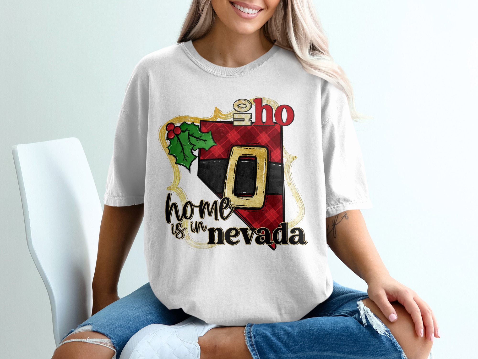 Home is in Nevada T-Shirt, Nevada Santa Claus T-Shirt, Christmas Nevada T-Shirt, Nevada Gift T-Shirt, Holiday Nevada Shirt