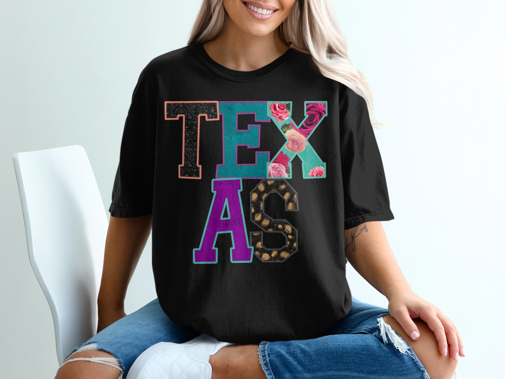 Texas T-Shirt, Colorful State Pride Tee, Floral Texas Shirt, Trendy State T Shirt, Texas Lover Gift, Texas Vacation Souvenir T Shirt, Travel - Image 2