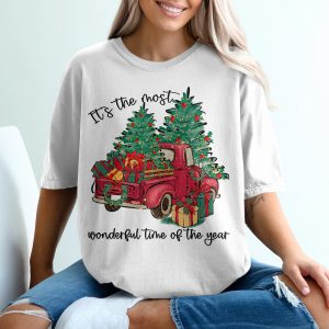 Christmas T-Shirt, Holiday Tee, Truck with Gifts, Most Wonderful Time, Christmas Tree Shirt, Seasonal Gift, Festive Shirt, Gift for
