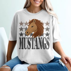 Mustangs T-Shirt, Horse Head Tee, Star Design Shirt, Western Graphic Tee, Unisex T-Shirt, Cowboy Style T Shirt