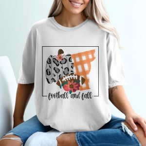 Football and Fall T-Shirt, Leopard Pumpkin, Autumn State, Floral Football, Thanksgiving Tee, Harvest Season Apparel