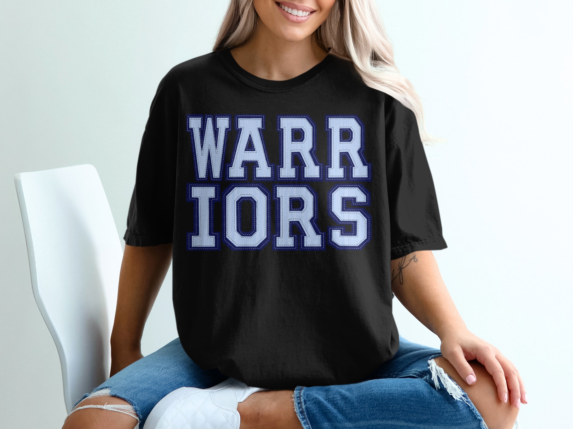 Custom Warriors Seersucker T-Shirt, Change Your Colors, Mascot Team TShirt, Personalized Fan Gear - Image 2