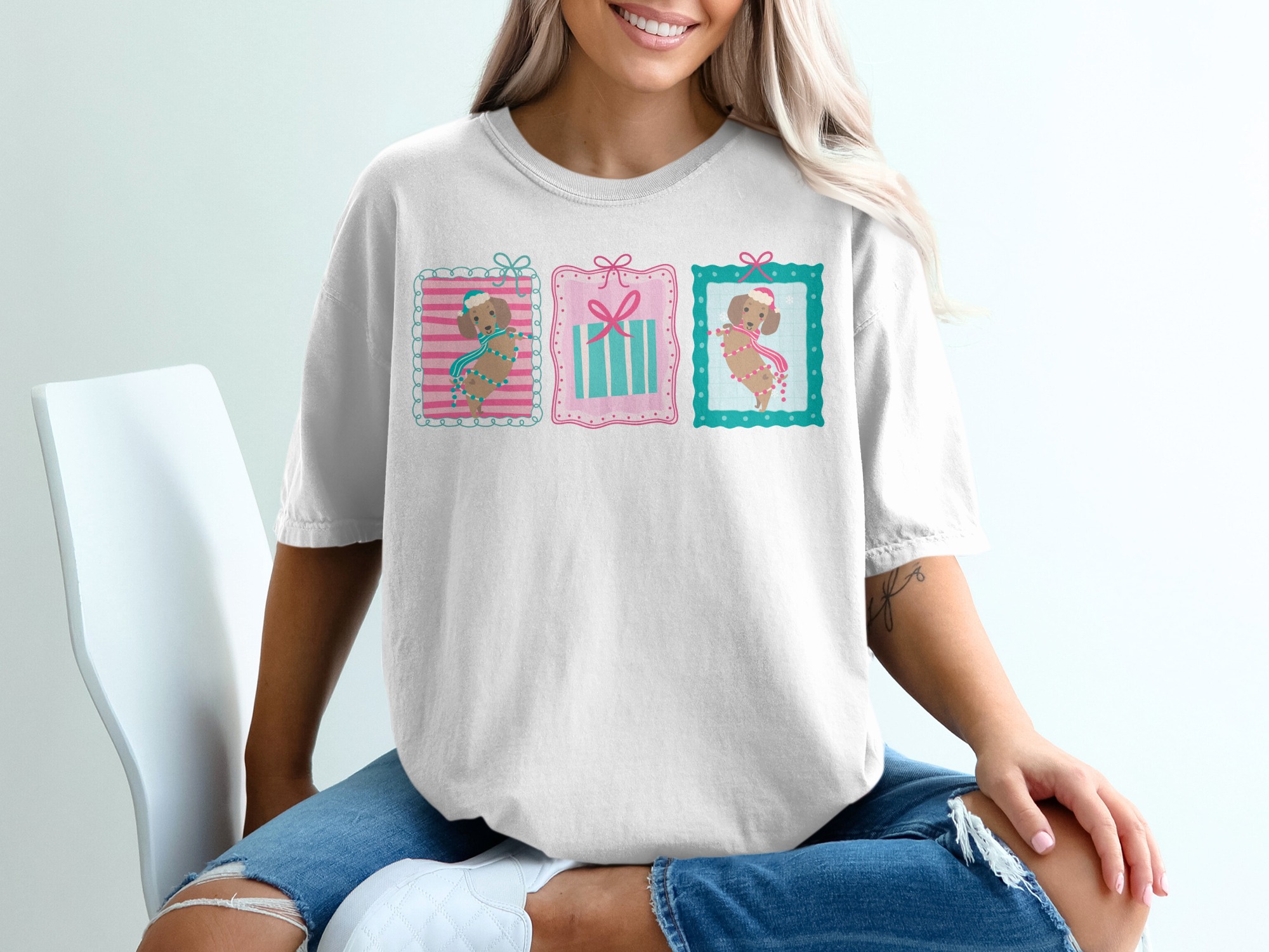 Dachshund T-Shirt, Christmas Puppy Tee, Holiday Present Gift, Cute Dog Shirt, Winter Apparel, Pet Lover Gift