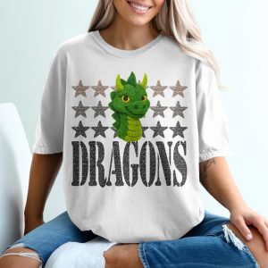 Dragons T-Shirt, Fantasy Creature Tee, Green Dragon Graphic, Dragon Lover Gift, Mythical Animal Shirt, Starry Dragon Tee
