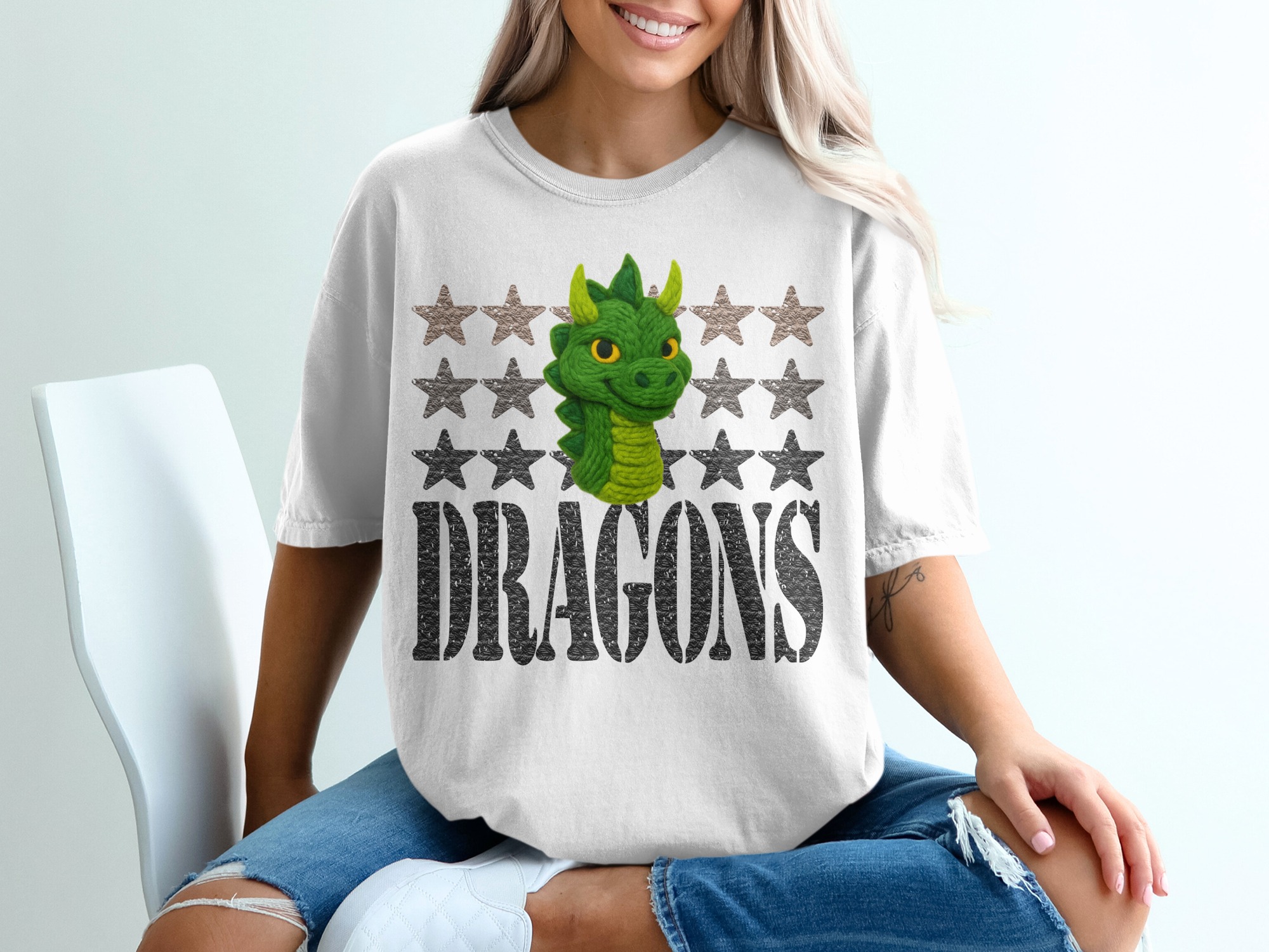 Dragons T-Shirt, Fantasy Creature Tee, Green Dragon Graphic, Dragon Lover Gift, Mythical Animal Shirt, Starry Dragon Tee