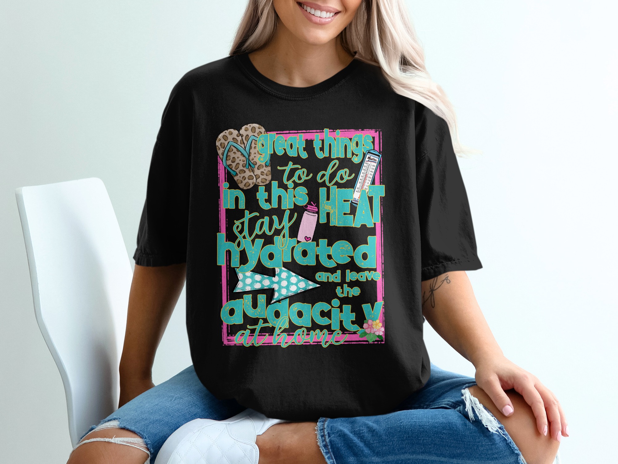 Heat Wave T-Shirt, Stay Hydrated Tee, Summer Fun, Beach Vibes, Vacation Shirt, Audacity At Home, Trendy Graphic T-Shirt - Image 2