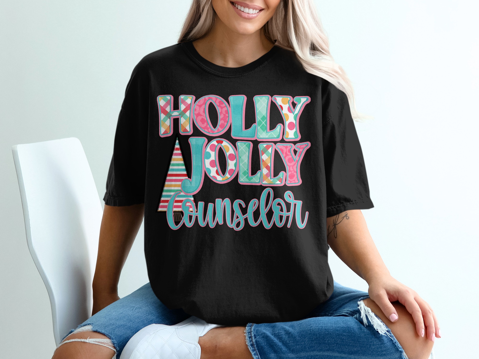 Holly Jolly Counselor T-Shirt, Christmas Counselor Shirt, School Counselor Tee, Holiday Counselor Gift, Counselor Appreciation Shirt - Image 2