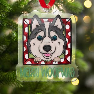 Merry Woofmas Ornament Husky Christmas Decoration Cute Dog Lover Gift 2025 Festive Pet Holiday Tree Accessory Keepsake