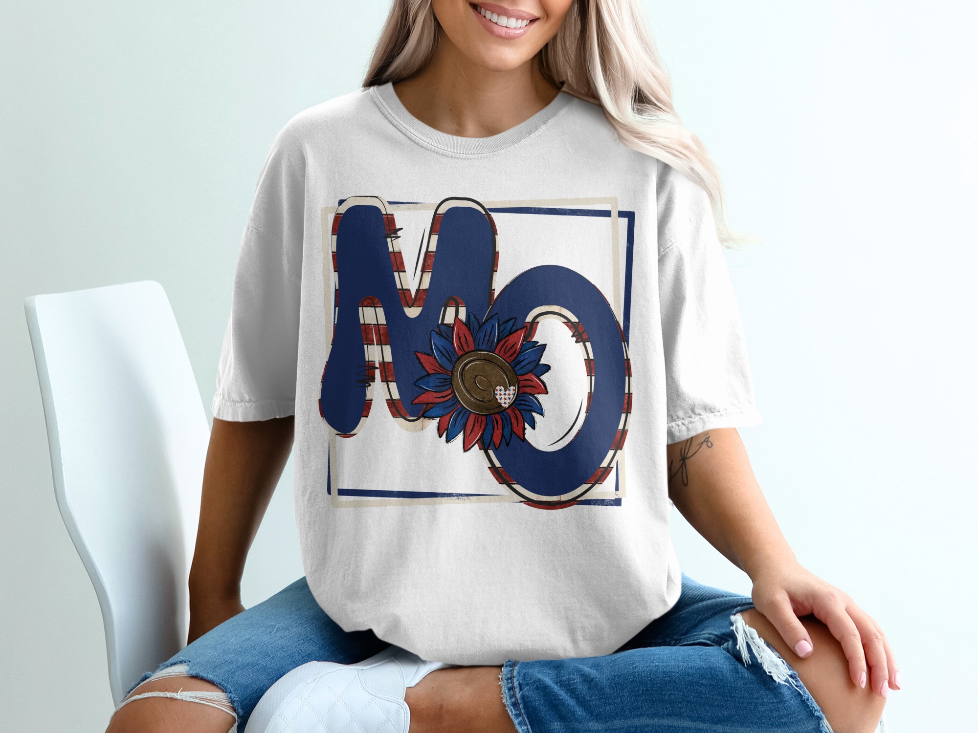 Patriotic NO T-Shirt, American Flag, Sunflower Graphic Tee, USA Pride, Fourth of July, Independence Day Apparel, Casual Summer Shirt