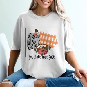 Football and Fall T-Shirt, Pumpkin T-Shirt, Autumn T Shirt, Floral Football T Shirt, Thanksgiving TShirt, Gift For Her