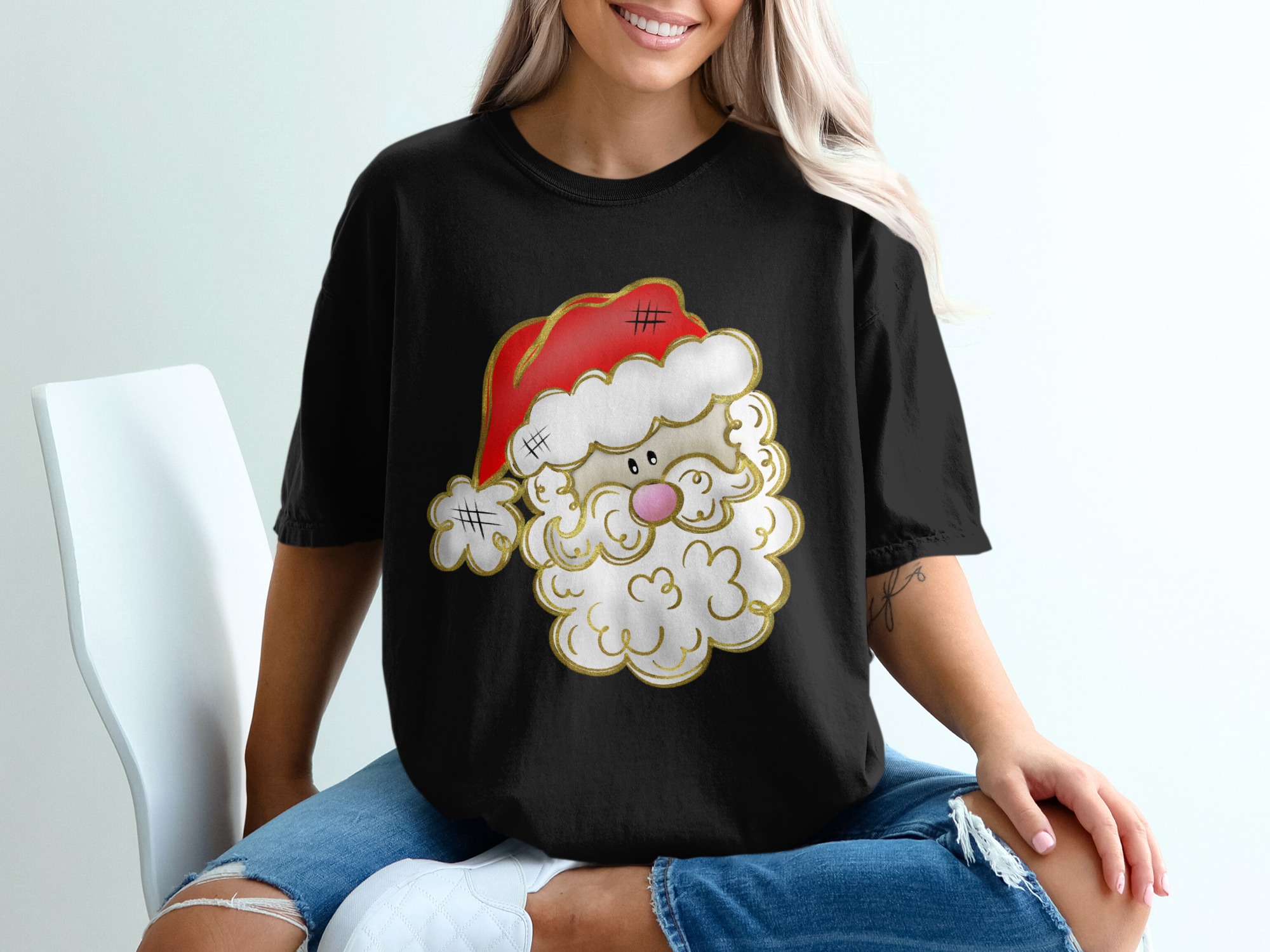 Santa T Shirt, Cute Holiday T Shirt, Christmas T Shirt, Festive Tee, Santa Claus Shirt, Holiday Apparel, Christmas Gift, Winter T Shirt - Image 2