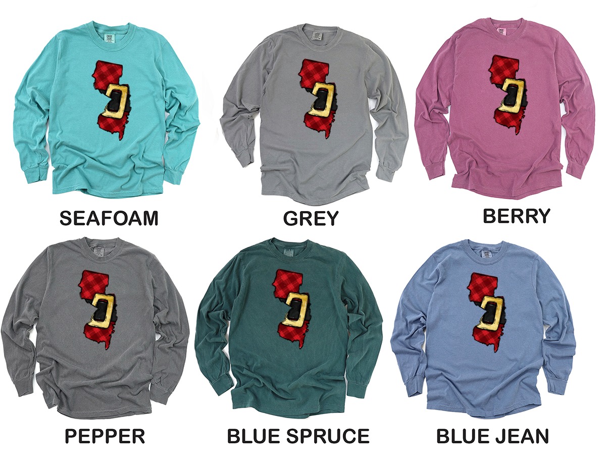 New Jersey Santa Suit Long Sleeve T-Shirt, Christmas State Pride Apparel, Holiday Gift NJ, Festive Winter Top, Jersey Christmas Shirt - Image 3
