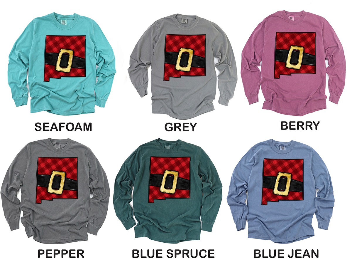 New Mexico Santa Belt Long Sleeve T-Shirt, Holiday Tee, NM Christmas Shirt, NM Gift, Southwestern Christmas, Unique Christmas Tee - Image 3