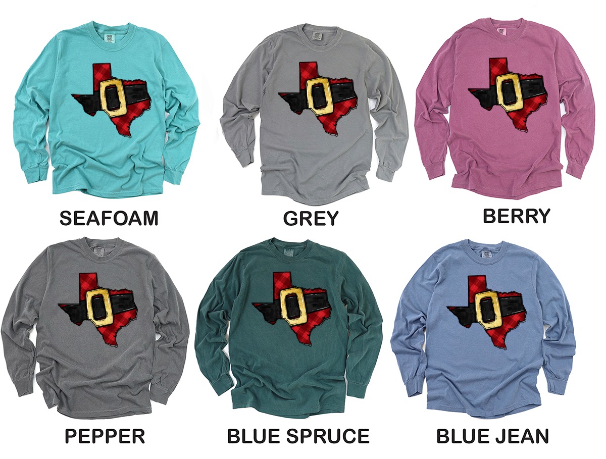 Texas Santa Belt Long Sleeve T-Shirt, Texas Christmas Shirt, State Pride Shirt, Holiday Tee, Texan Gift - Image 3