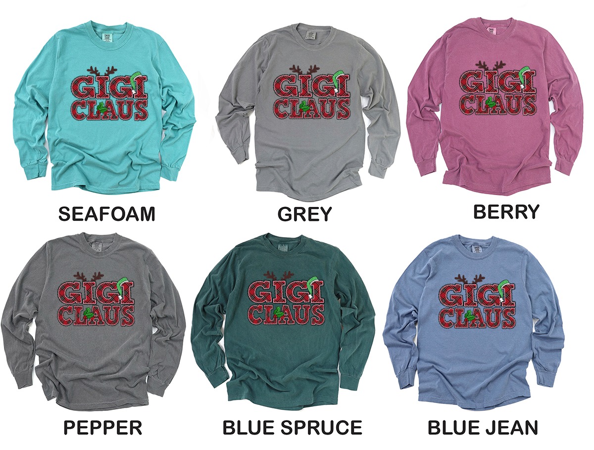 Gigi Claus Long Sleeve T-Shirt, Christmas Long Sleeve, Holiday Long Sleeve, Grandma Claus, Xmas Long Sleeve, Gift For Gigi, Gigi Gift - Image 3