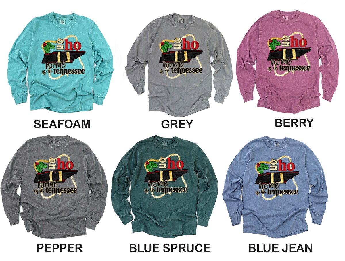Tennessee Christmas Long Sleeve T-Shirt, Home State Holiday Shirt, Ho Ho Ho Tee, Xmas Long Sleeve Shirt, State Pride Christmas Gift - Image 3