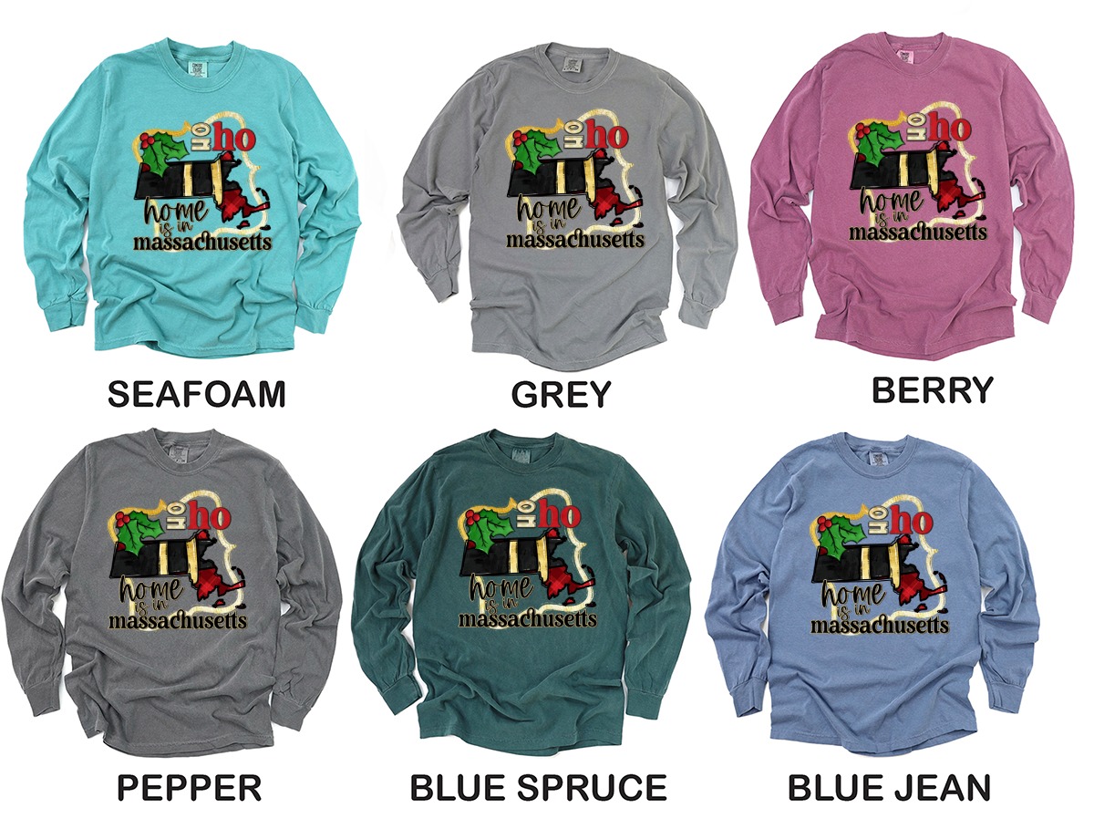 Massachusetts Home State Long Sleeve T-Shirt, Christmas Home Gift, New England Tee, Winter Holiday Clothing, Massachusetts Pride Tee - Image 3