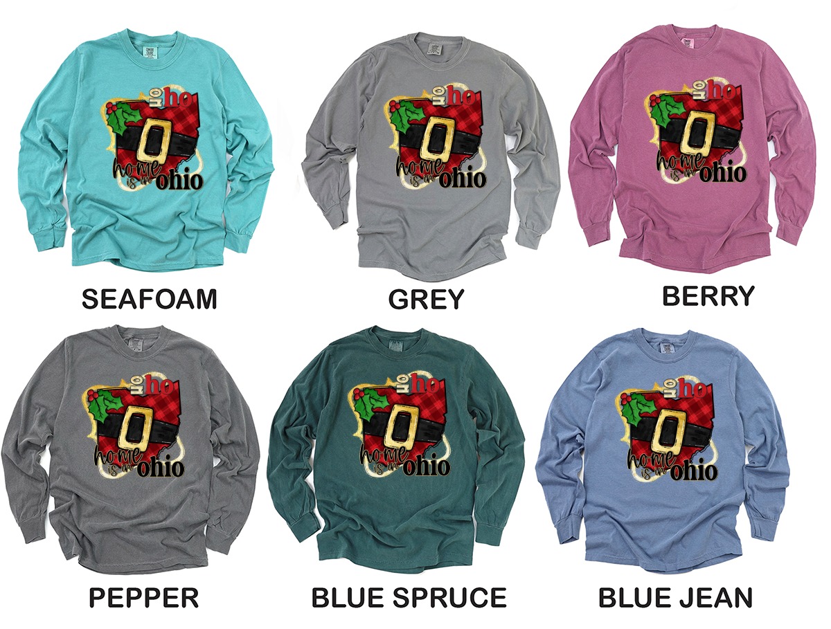Home Is In Ohio Long Sleeve T-Shirt, Christmas Ohio, Santa Belt Ohio State, Ohio Lover Gift, Holiday Shirt, Ohio Christmas Shirt - Image 3