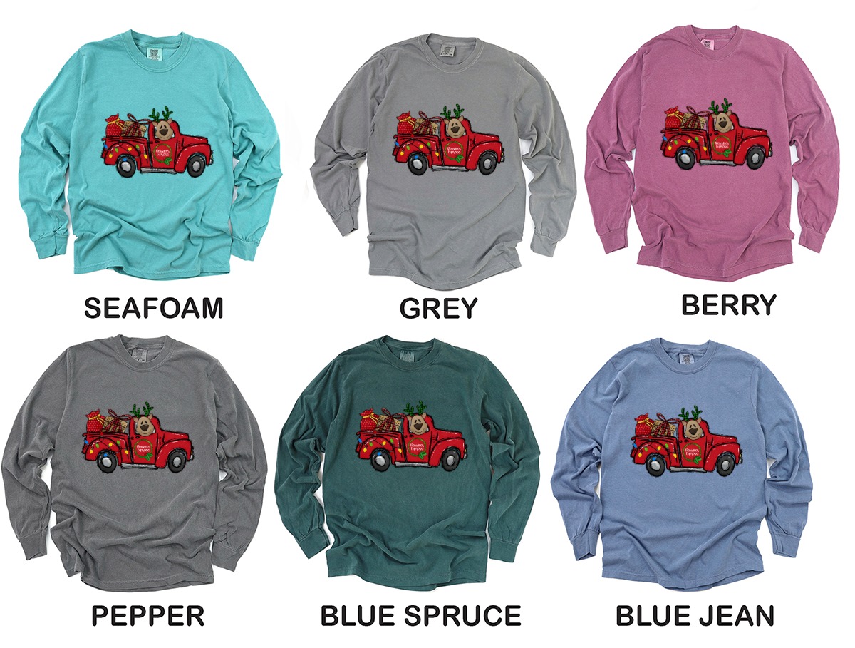Reindeer Express Long Sleeve T-Shirt, Christmas Truck Shirt, Holiday Shirt, Cute Reindeer, Festive Long Sleeve Top, Christmas Gift Idea - Image 3