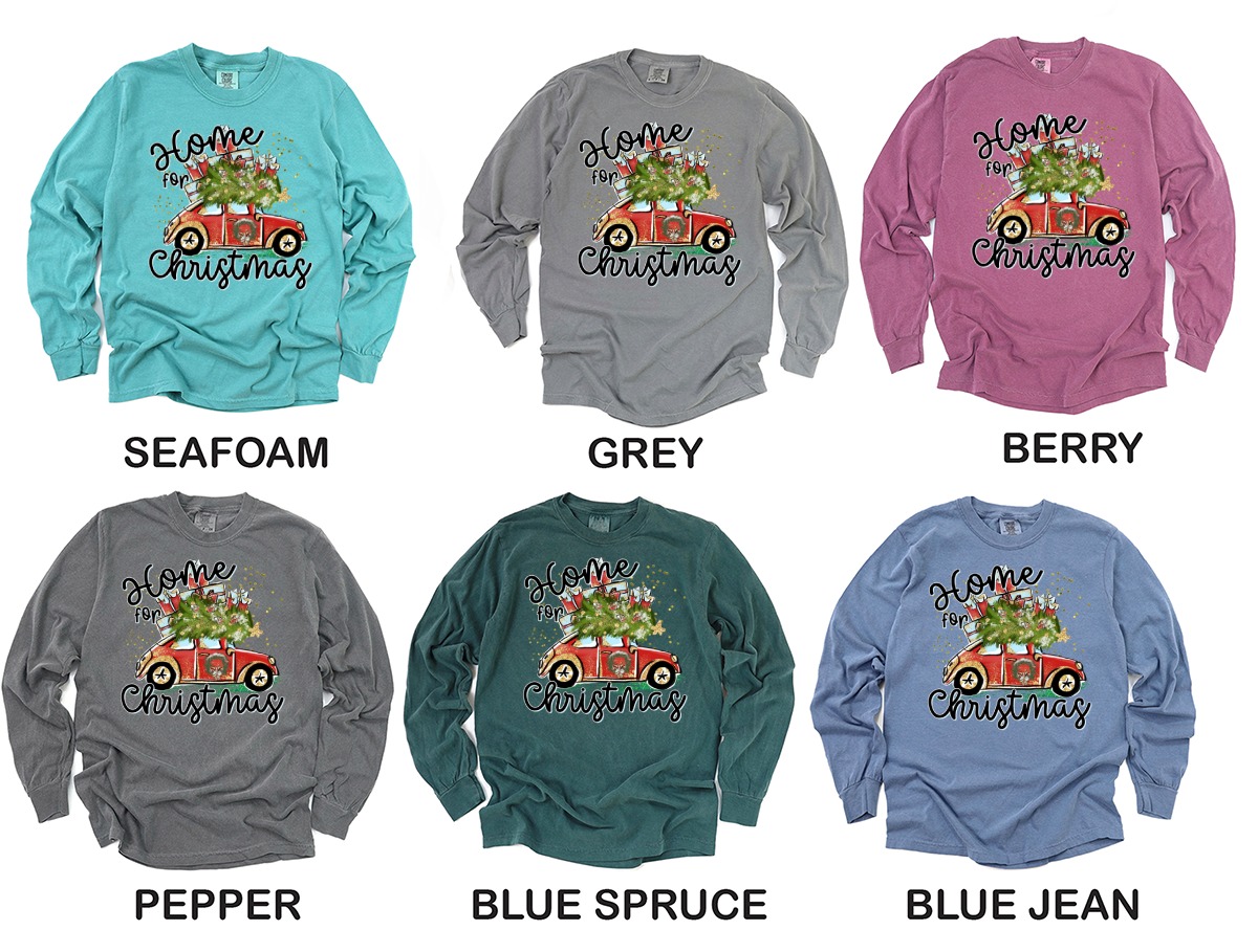 Home for Christmas Long Sleeve T-Shirt, Holiday Car with Tree, Christmas Gifts, Festive Holiday Apparel, Christmas Long Sleeve Tee - Image 3