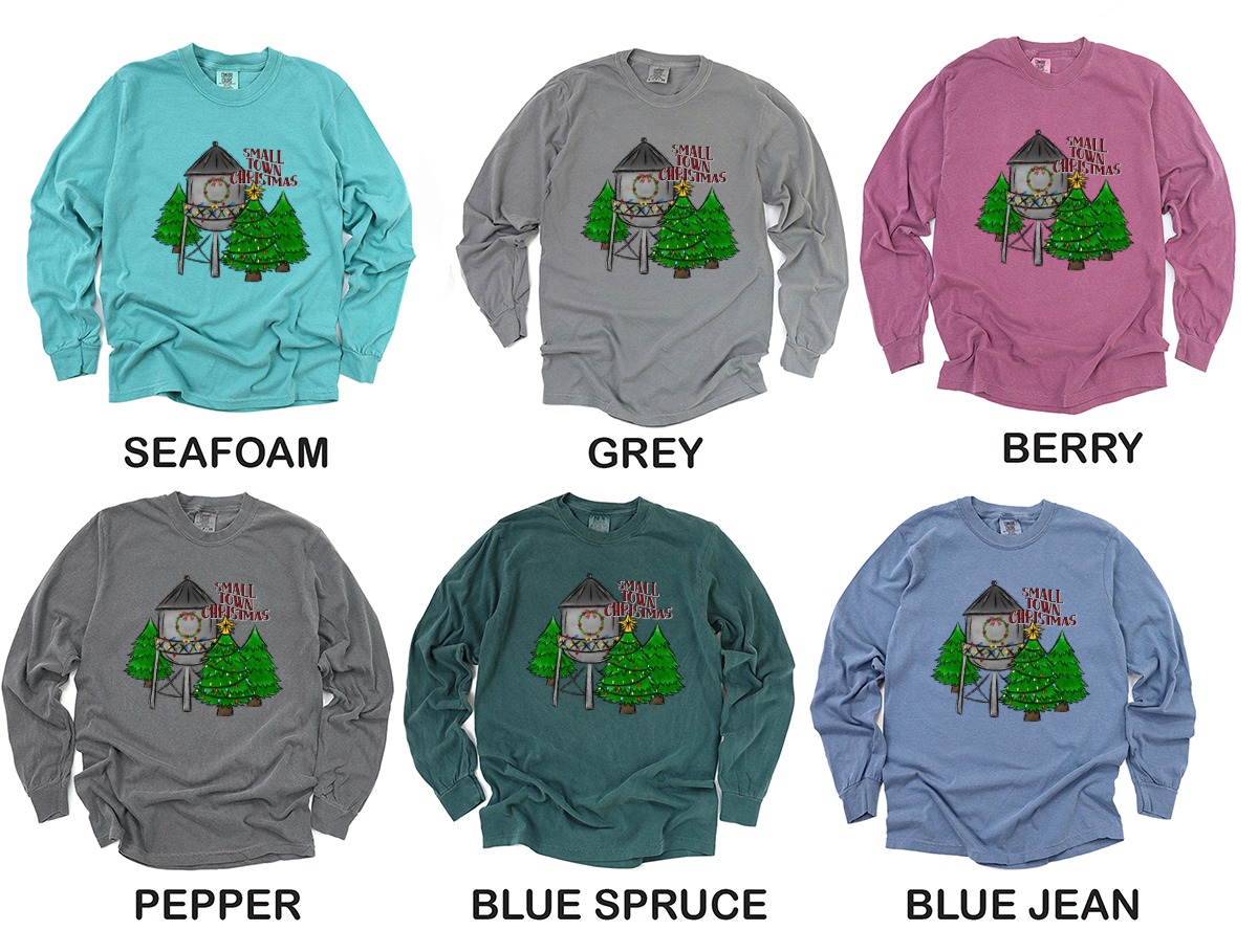 Small Town Christmas Long Sleeve T-Shirt, Holiday Festive Tee, Winter Season Apparel, Gift for Christmas Lovers - Image 3
