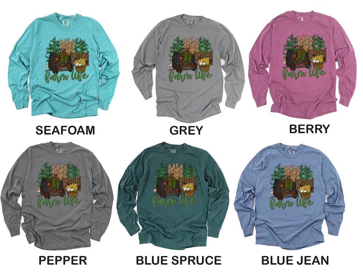 Farm Life Long Sleeve T Shirt, Tractor Design, Agriculture Shirt, Rural Life Tee, Farming Gift, Corn Wheat Cotton Apparel, Countryside Shirt - Image 3