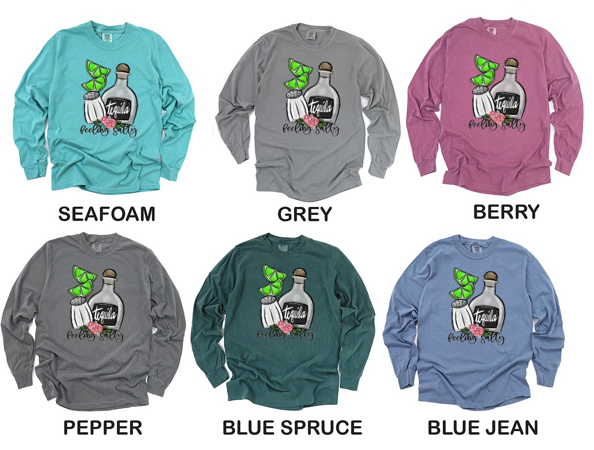 Feeling Salty Long Sleeve T-Shirt, Tequila Lime Art, Drink Lover Tee, Funny Drinking Shirt, Party Outfit, Bartender Gift, Summer Vibes - Image 3