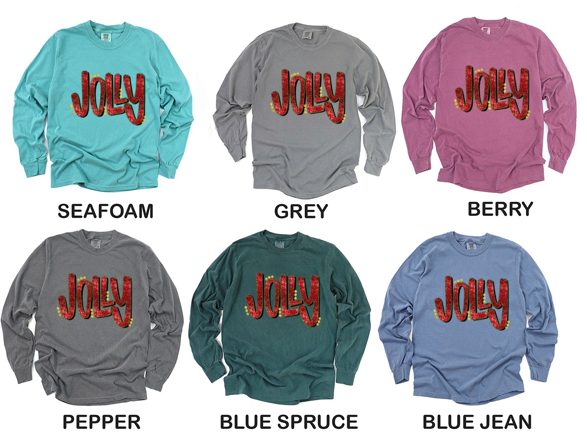 Jolly Long Sleeve T-Shirt, Christmas Long Sleeve T-Shirt, Holiday Long Sleeve T-Shirt, Christmas Gift, Festive Long Sleeve T-Shirt - Image 3