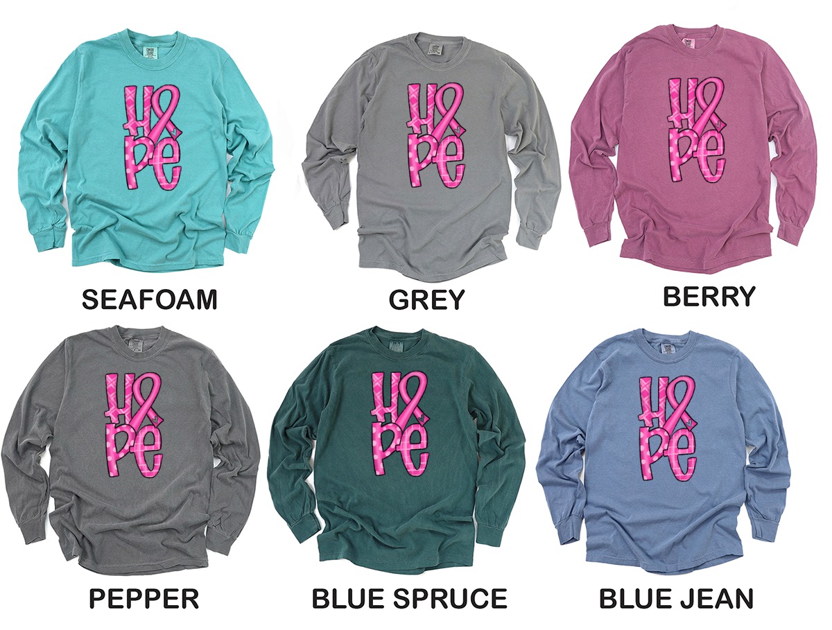 Pink Ribbon Long Sleeve T-Shirt, Breast Cancer Awareness Shirt, Hope Design Tee, Support Shirt, Charity Event, Fundraiser Gift - Image 3
