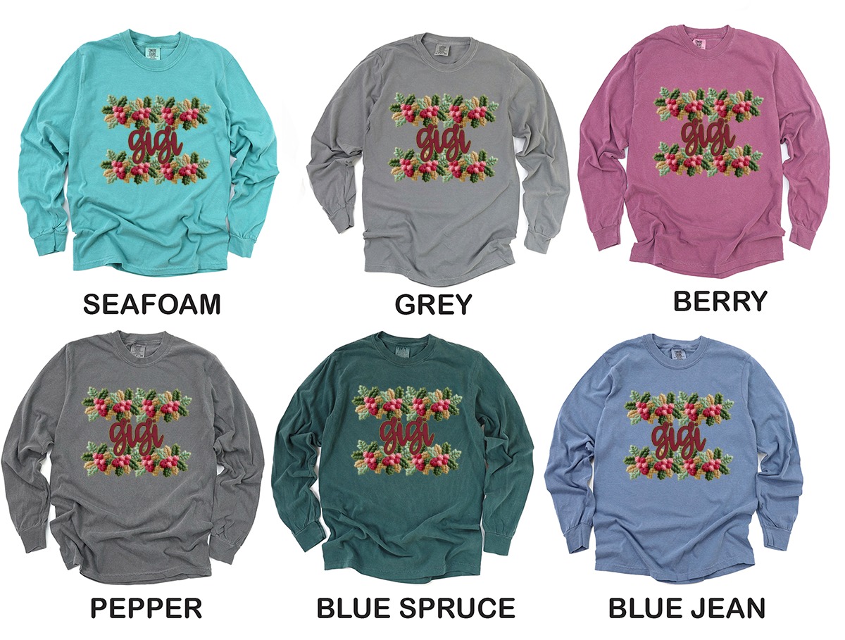 Gigi Floral Long Sleeve T-Shirt, Grandmother Gift, Gigi Shirt, Flower Shirt, Grandma Shirt, Cute Gigi Shirt, Mother's Day Gift, Gigi Gift - Image 3