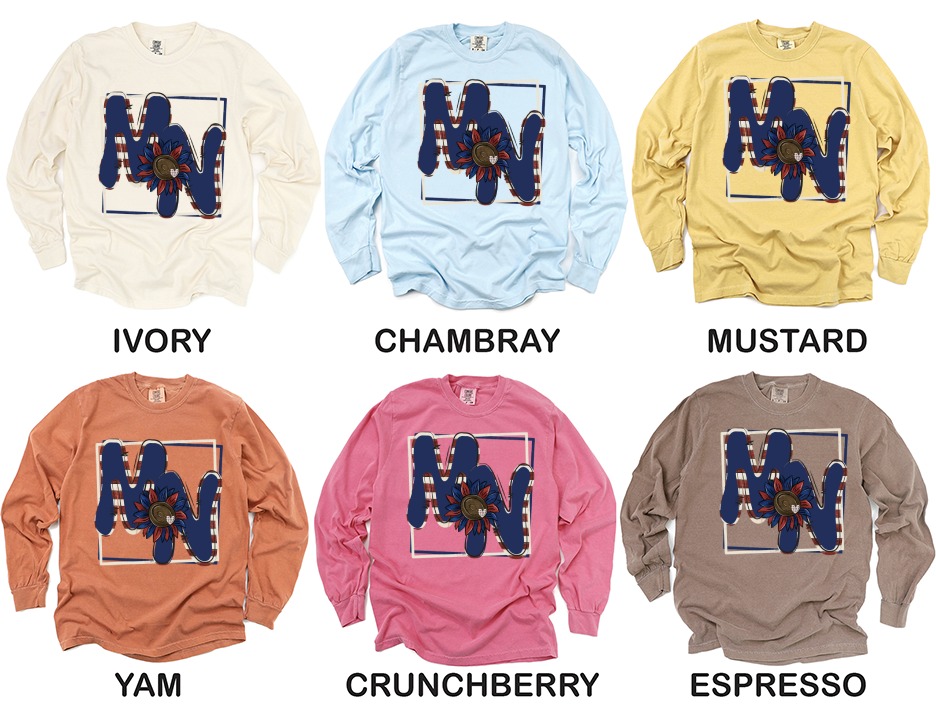 MN Long Sleeve T-Shirt, Patriotic Sunflower Design, Minnesota State Pride, Red White and Blue, Unique Souvenir, Gift Idea - Image 4