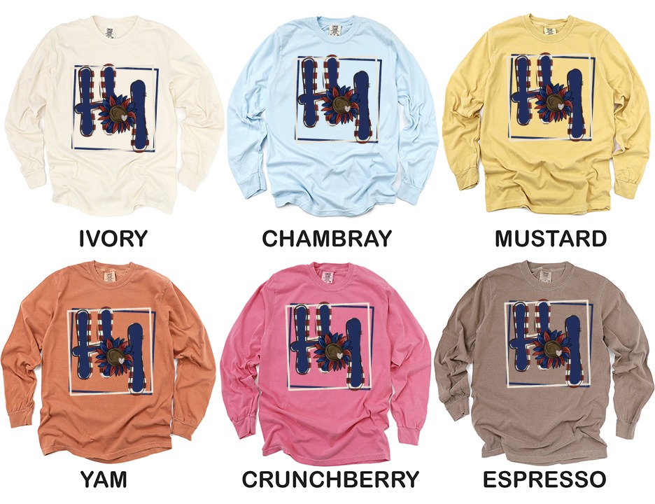 HI Sunflower Long Sleeve T-Shirt, Patriotic USA Graphic Tee, Red White Blue Country Shirt, Summer American Flag Shirt, Gift For Her - Image 4