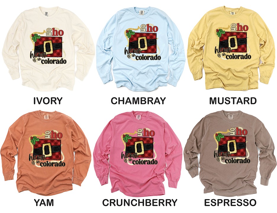 Colorado Santa Belt Long Sleeve T-Shirt, Christmas Home State Shirt, Holiday Apparel, Gift for Colorado Native, Xmas State Pride - Image 4