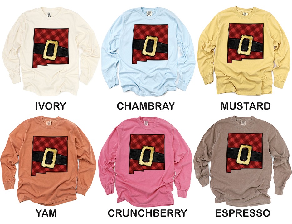 New Mexico Santa Belt Long Sleeve T-Shirt, Holiday Tee, NM Christmas Shirt, NM Gift, Southwestern Christmas, Unique Christmas Tee - Image 4