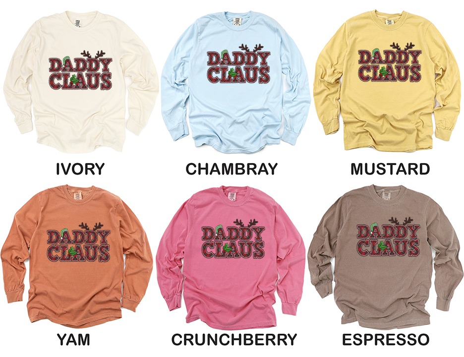 Daddy Claus Long Sleeve T-Shirt, Holiday Tee, Christmas Gift for Dad, Festive Long Sleeve, Papa Santa Shirt, Christmas Apparel - Image 4