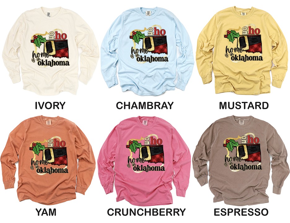 Oklahoma Home Ho Ho Ho Long Sleeve T-Shirt, Christmas Oklahoma, Oklahoma Gift, Oklahoma State, Christmas Long Sleeve Shirt, Oklahoma - Image 4