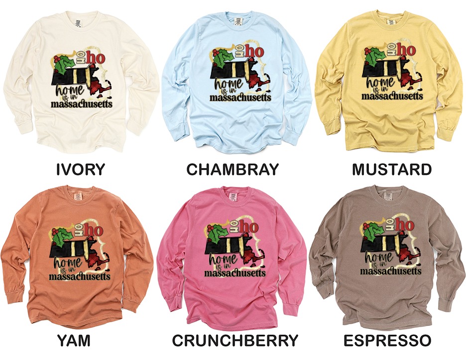 Massachusetts Home State Long Sleeve T-Shirt, Christmas Home Gift, New England Tee, Winter Holiday Clothing, Massachusetts Pride Tee - Image 4