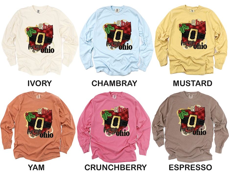 Home Is In Ohio Long Sleeve T-Shirt, Christmas Ohio, Santa Belt Ohio State, Ohio Lover Gift, Holiday Shirt, Ohio Christmas Shirt - Image 4