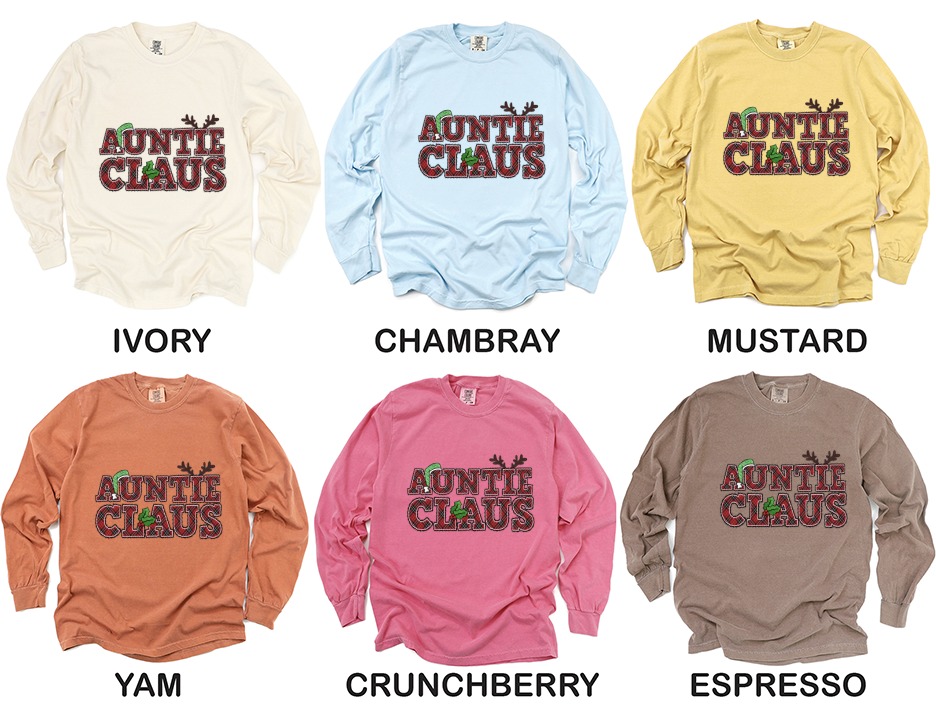 Auntie Claus Long Sleeve T-Shirt, Christmas Aunt, Festive Auntie, Holiday Shirt, Xmas Gift, Family Matching, Aunt Shirt, Gift for Aunt - Image 4