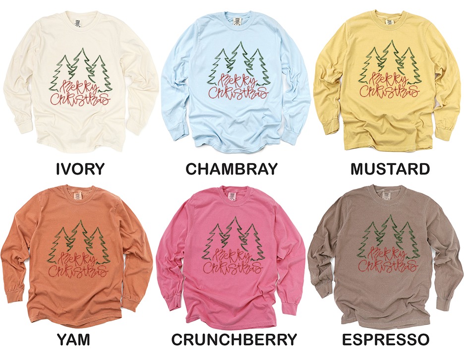 Merry Christmas Long Sleeve T-Shirt, Christmas Tree Shirt, Holiday Shirt, Festive Apparel, Winter Long Sleeve, Xmas Outfit, Gift Idea - Image 4