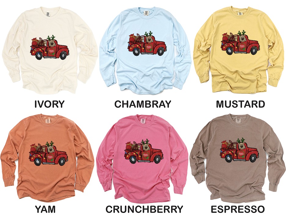 Reindeer Express Long Sleeve T-Shirt, Christmas Truck Shirt, Holiday Shirt, Cute Reindeer, Festive Long Sleeve Top, Christmas Gift Idea - Image 4