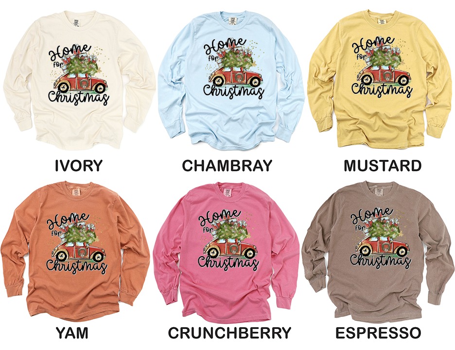 Home for Christmas Long Sleeve T-Shirt, Holiday Car with Tree, Christmas Gifts, Festive Holiday Apparel, Christmas Long Sleeve Tee - Image 4