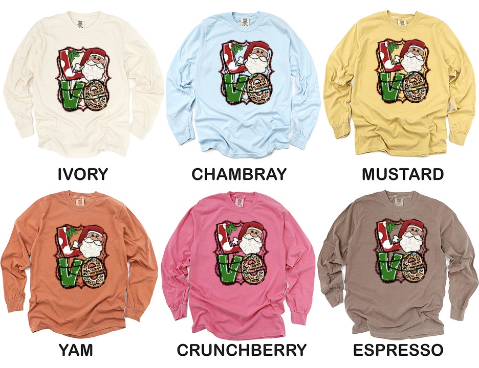 Santa Love Long Sleeve T-Shirt, Leopard Christmas Shirt, Buffalo Plaid Holiday Tee, Cute Xmas Gift Shirt, Seasonal Long Sleeve Top - Image 4