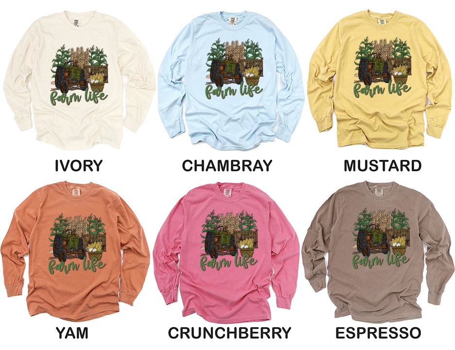 Farm Life Long Sleeve T Shirt, Tractor Design, Agriculture Shirt, Rural Life Tee, Farming Gift, Corn Wheat Cotton Apparel, Countryside Shirt - Image 4