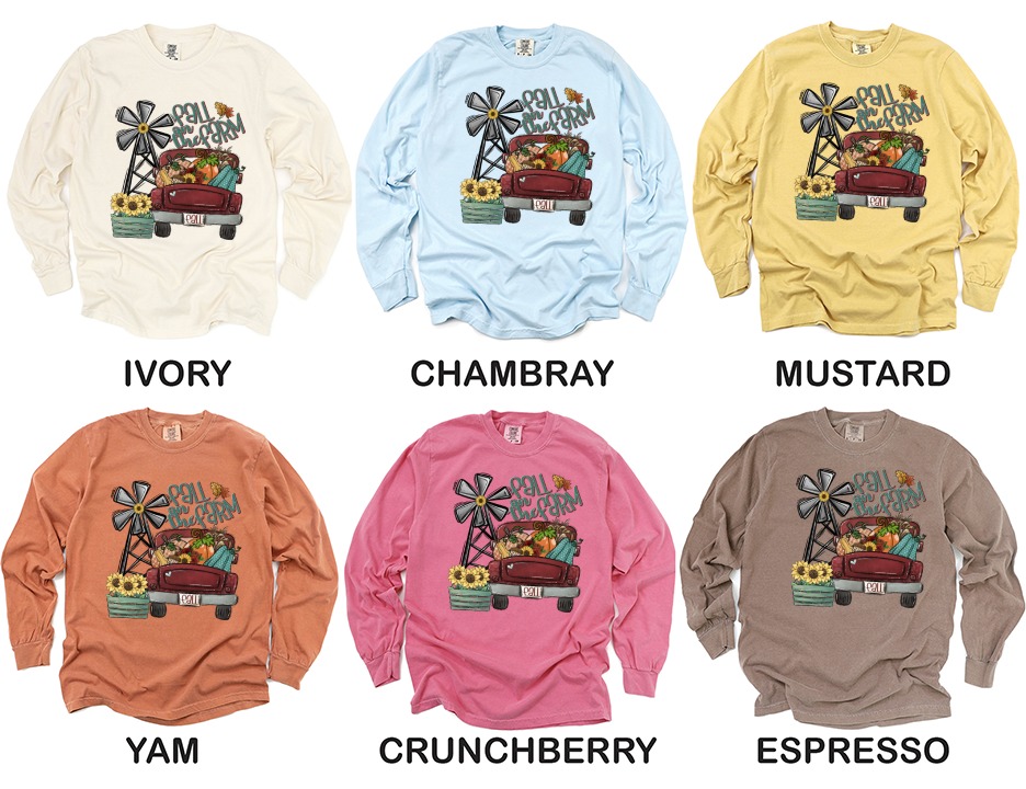 Fall On The Farm Long Sleeve T-Shirt, Autumn Truck, Pumpkins, Windmill Tee, Thanksgiving Shirt, Farmhouse Shirt, Fall Shirt - Image 4