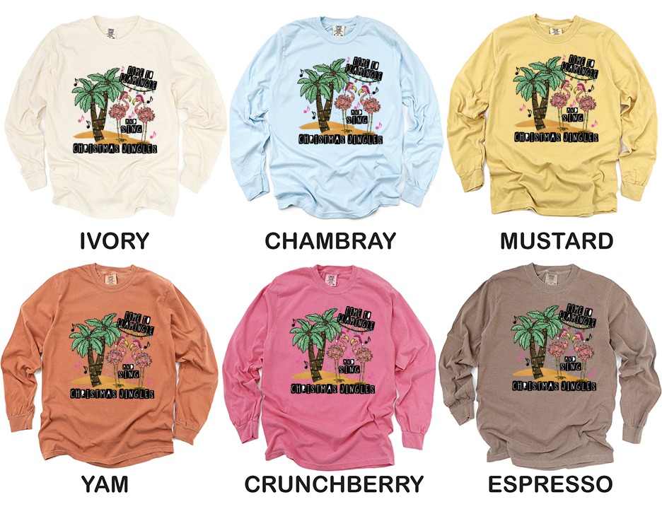 Christmas Flamingo Long Sleeve T-Shirt, Time to Flamingle Holiday Tee, Tropical Christmas, Festive Bird Shirt, Winter Vacation Apparel - Image 4
