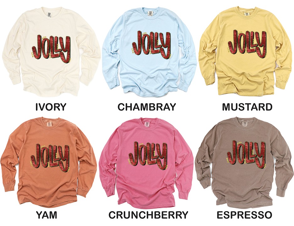 Jolly Long Sleeve T-Shirt, Christmas Long Sleeve T-Shirt, Holiday Long Sleeve T-Shirt, Christmas Gift, Festive Long Sleeve T-Shirt - Image 4