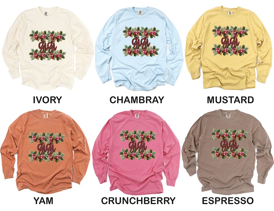 Gigi Floral Long Sleeve T-Shirt, Grandmother Gift, Gigi Shirt, Flower Shirt, Grandma Shirt, Cute Gigi Shirt, Mother's Day Gift, Gigi Gift - Image 4